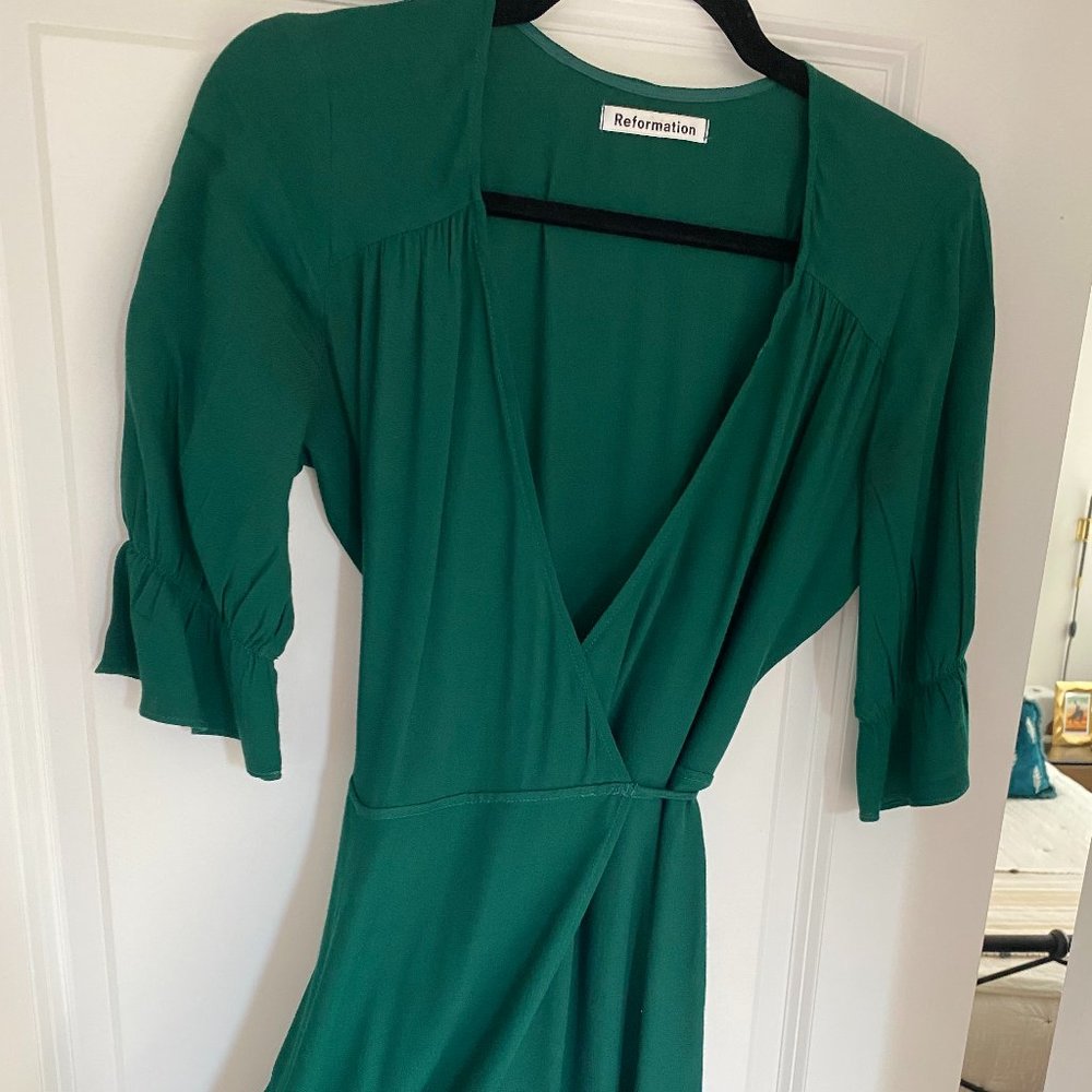 Reformation V-Neck Wrap Dress Midi Dress - Picture 5 of 7